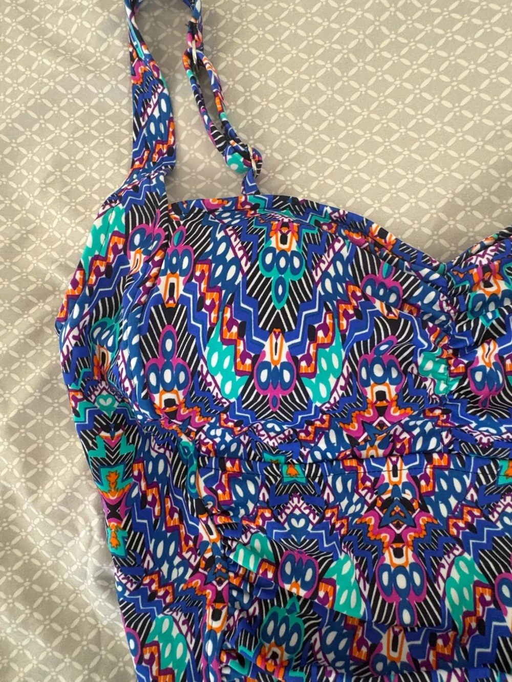 New Swim Solutions Tummy Control Shirred Sweetheart One Piece Swimsuit Size 12 - Picture 16 of 16